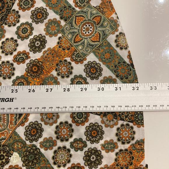 NWOT HUGO BOSS Shirt Men L Floral Geo-Print Green Coral White Button-Up Long Slv - Picture 7 of 8